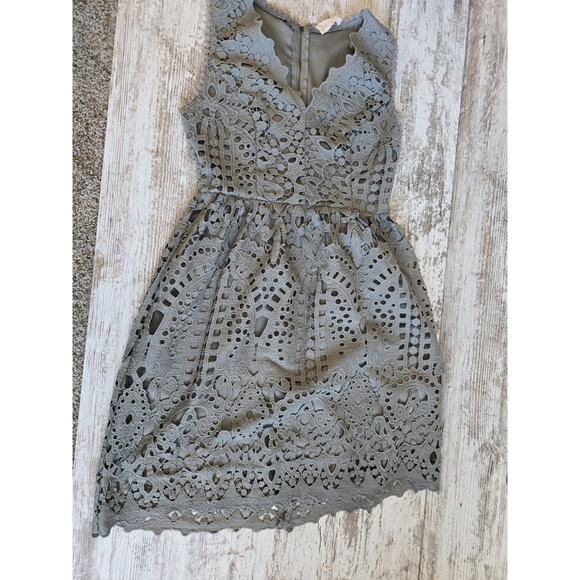 Altar'd State Dresses & Skirts - Altar’d State Gray Lace Sleeveless Mini Dress Women’s Size Small